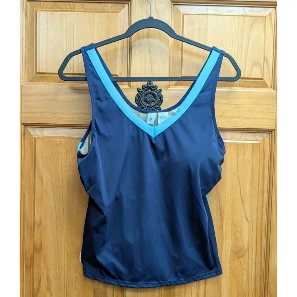 Swim 365 Women's 16W Navy Built in Padded Bra V Neck Spandex